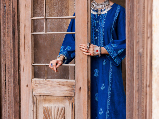 Blue Square Dobby Tunic - AWP-LK-708