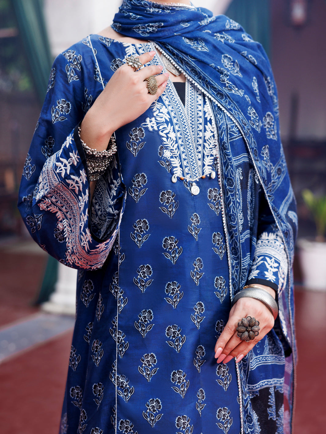 Blue Cambric 3Pc Unstitched - AWP-3PS-741B