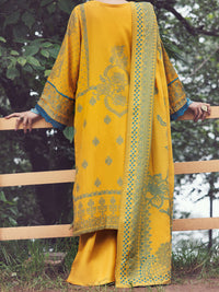 Yellow Jacquard 3Pc Stitched - AWP-3PS-749