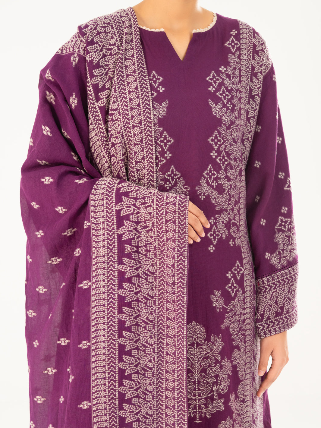 Purple Jacquard 3Pc Stitched - AWP-3PS-751