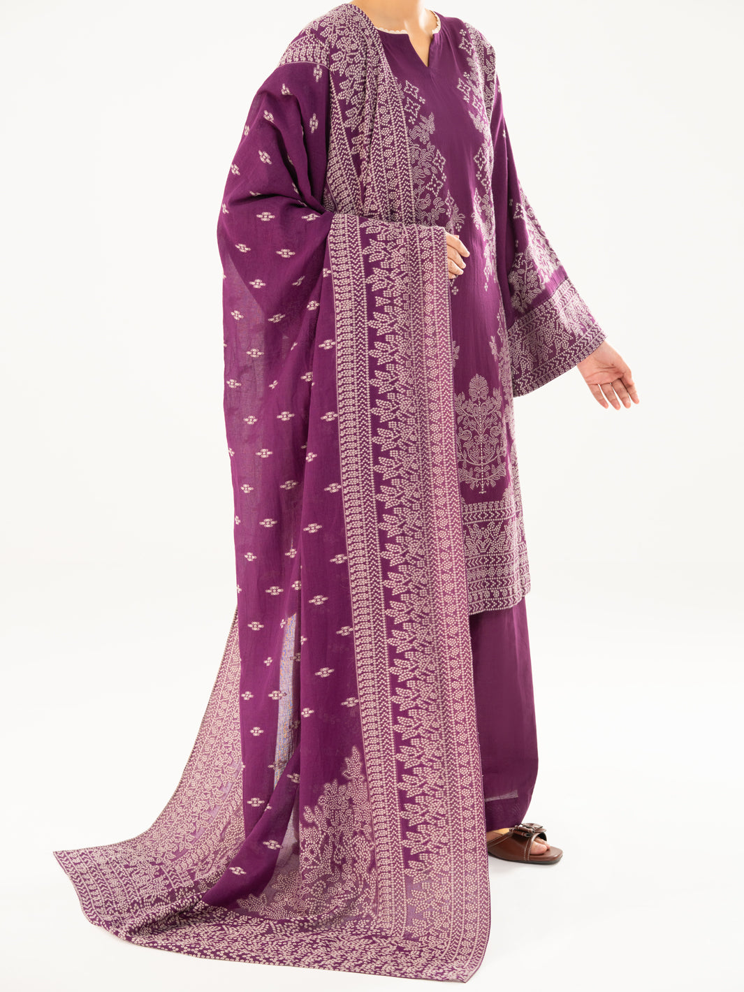 Purple Jacquard 3Pc Stitched - AWP-3PS-751