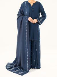 Blue Viscose Karandi Dyed 3Pc Stitched - AWP-3PS-762