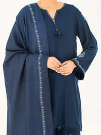 Blue Viscose Karandi Dyed 3Pc Stitched - AWP-3PS-762