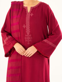 Maroon Viscose Karandi Dyed 3Pc Stitched - AWP-3PS-763