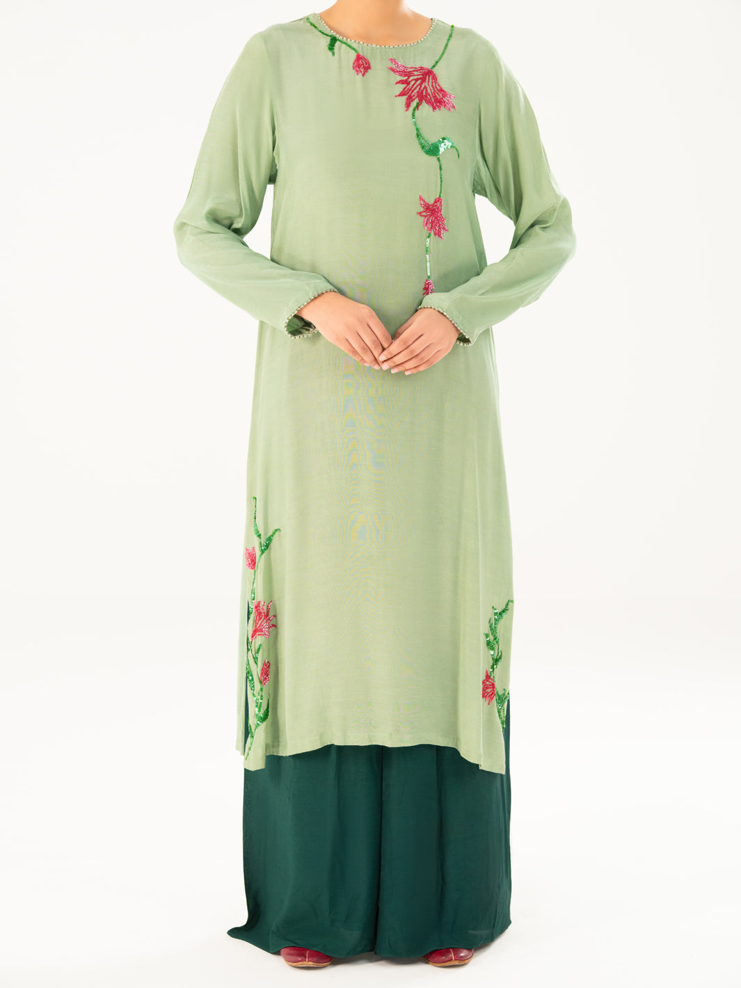 Light Green Thai Silk 2Pc Stitched - AWP-2PS-LKS-822