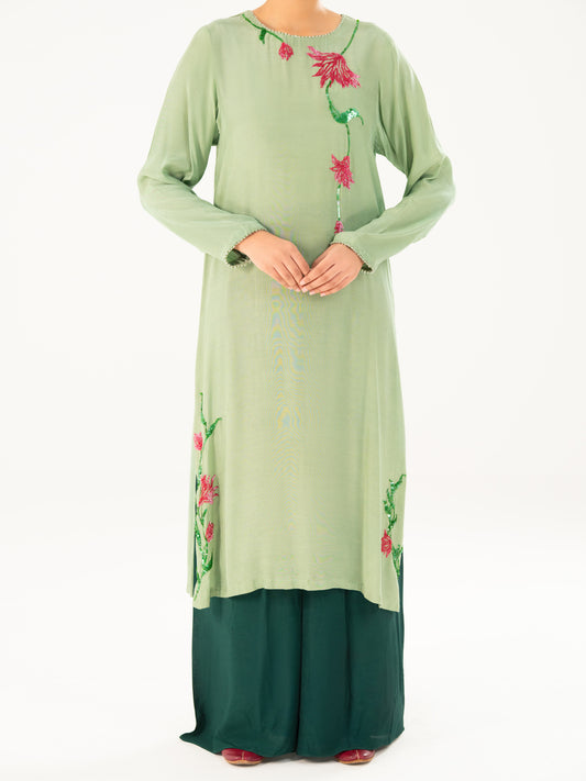 Light Green Thai Silk 2Pc Stitched - AWP-2PS-LKS-822