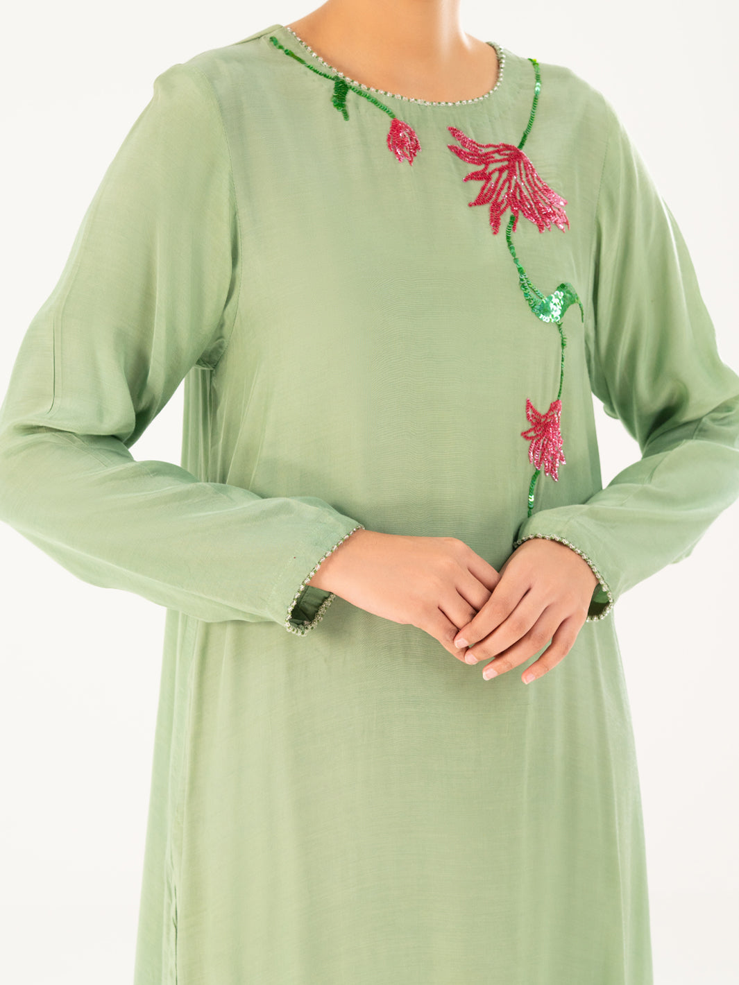 Light Green Thai Silk 2Pc Stitched - AWP-2PS-LKS-822