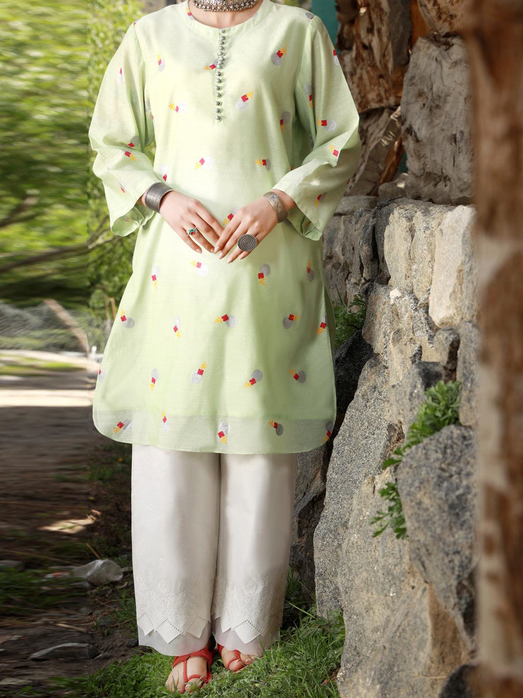 Sea Green Paper Cotton Tunic - AL-LK-828A