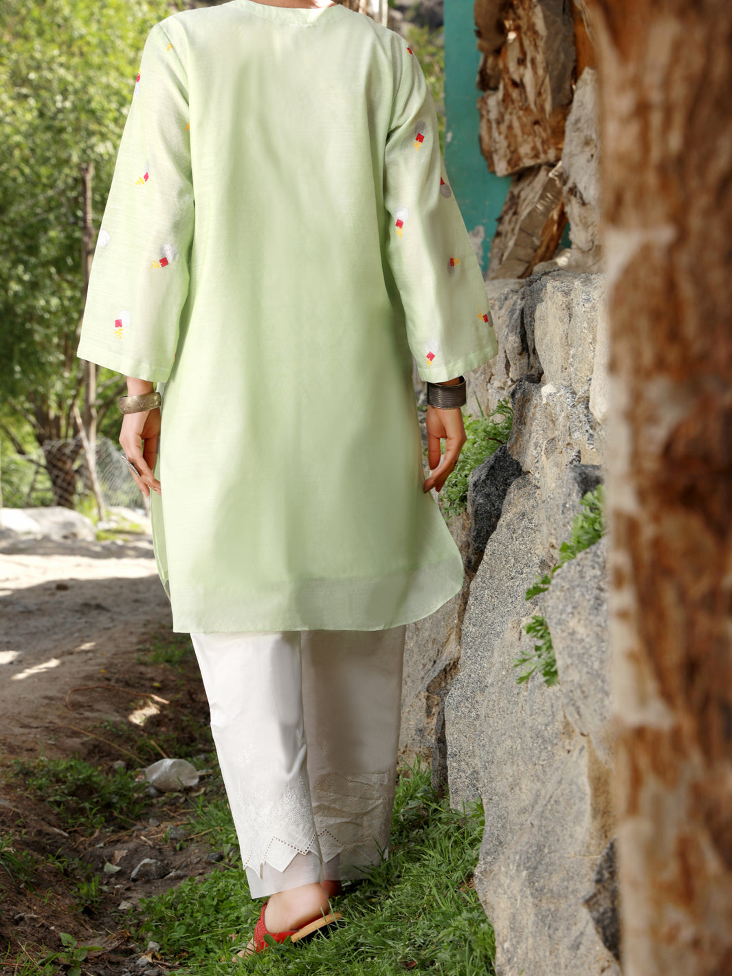 Sea Green Paper Cotton Tunic - AL-LK-828A