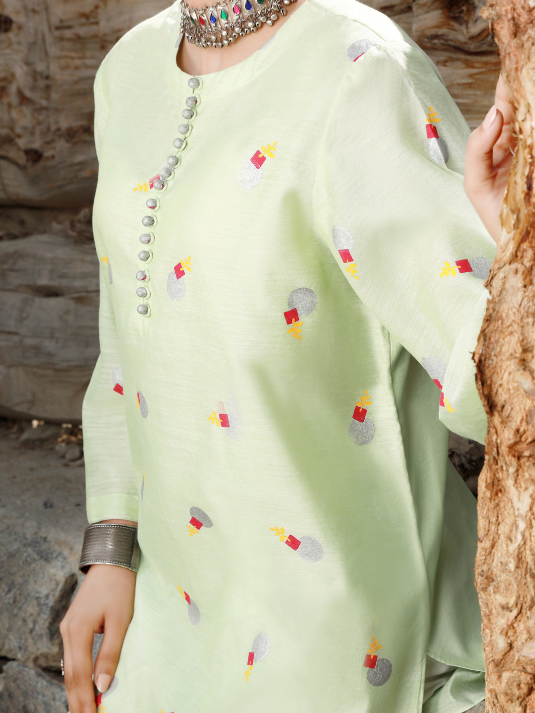 Sea Green Paper Cotton Tunic - AL-LK-828A