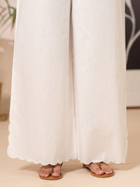 White Cotton Lawn Trouser - AL-T-834