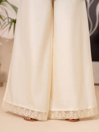 White Cotton Lawn Trouser - AL-T-835