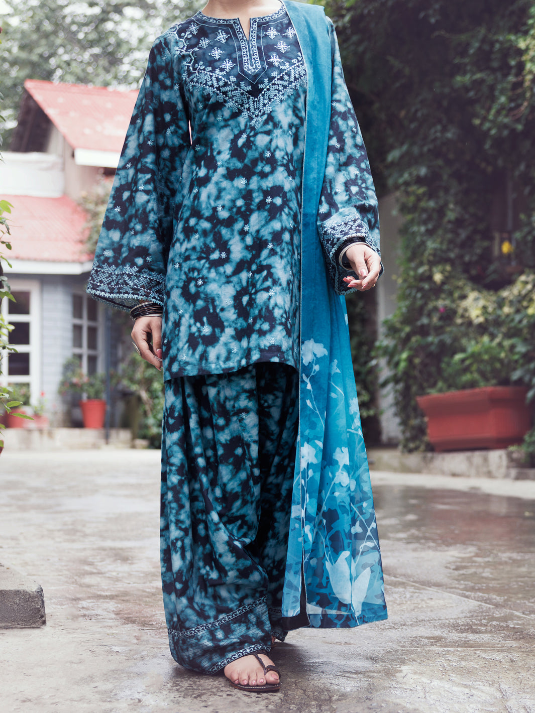 Teal Cambric 3Pc Unstitched - AWP-3PS-874