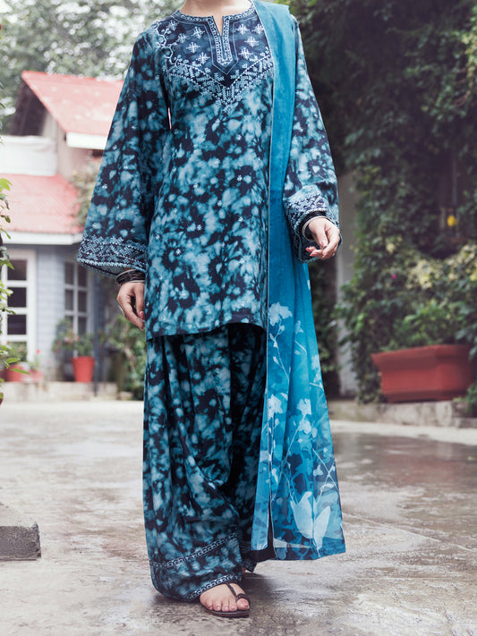 Teal Cambric 3Pc Stitched - AWP-3PS-874