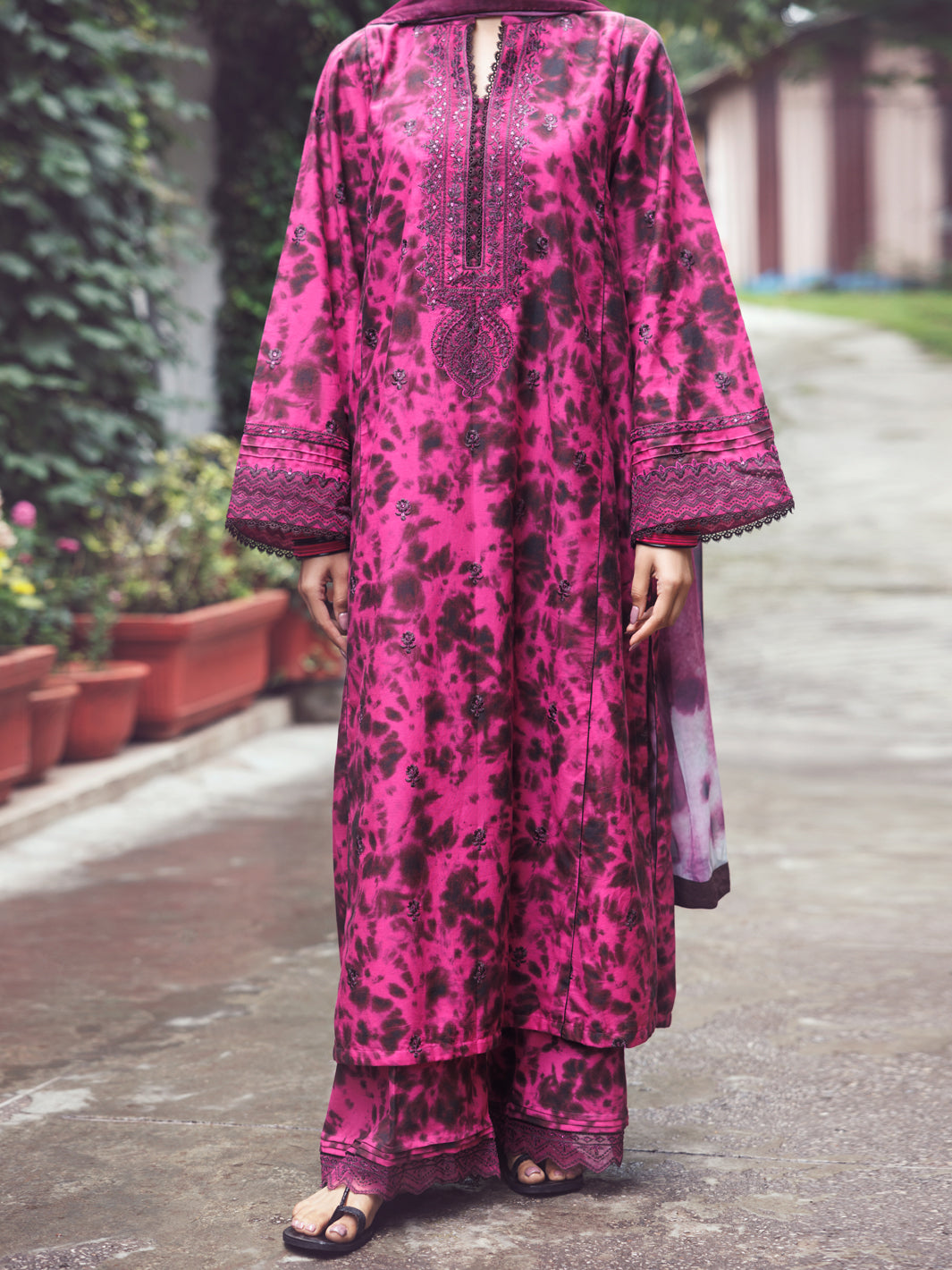 Fuchsia Cambric 3Pc Unstitched - AWP-3PS-875