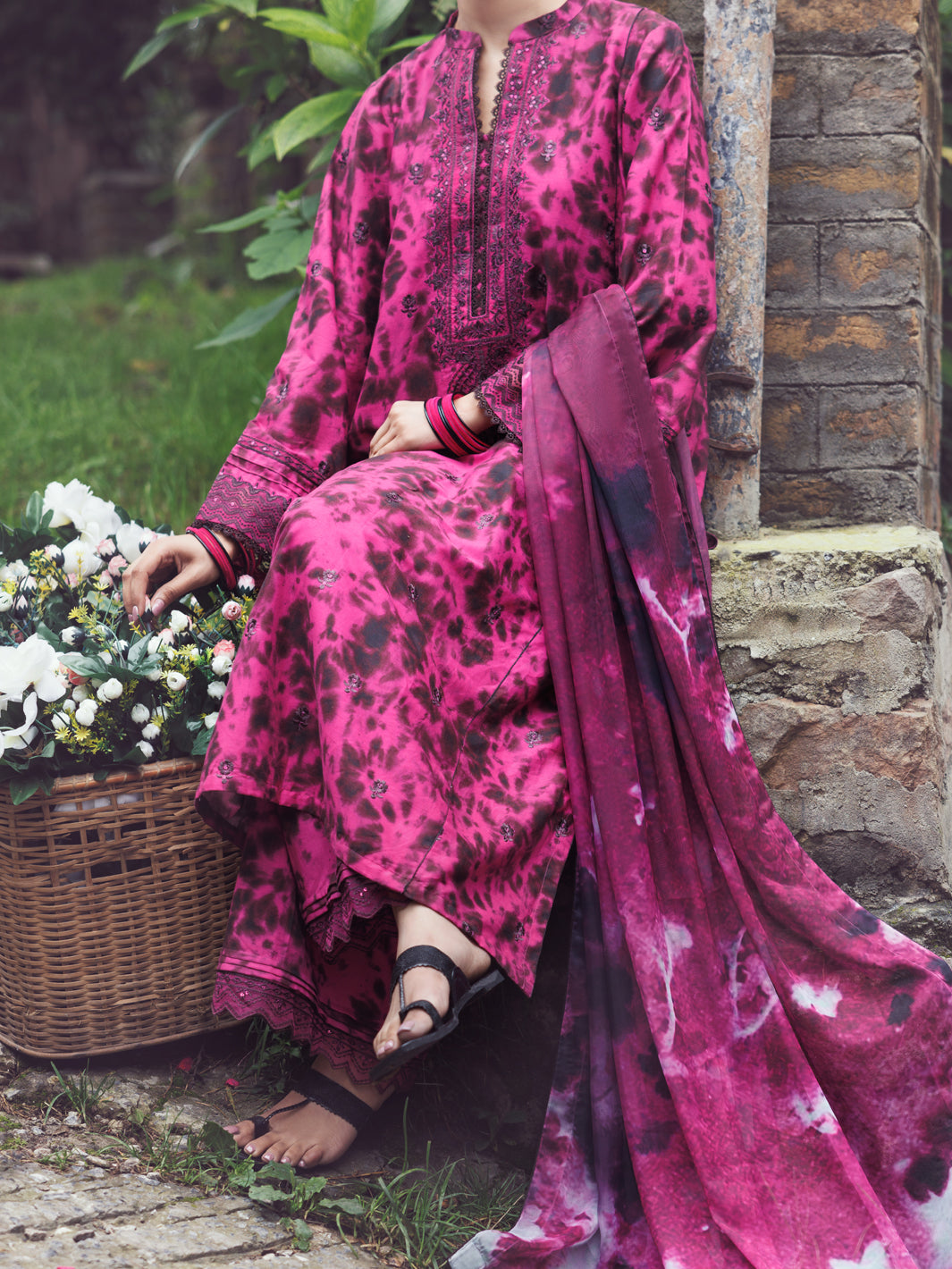 Fuchsia Cambric 3Pc Unstitched - AWP-3PS-875