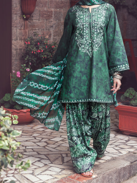 Green Cambric 3Pc Stitched - AWP-3PS-887