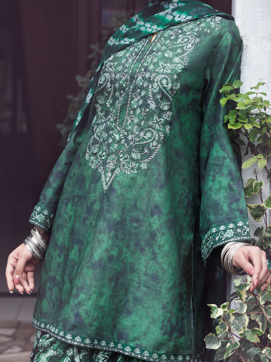 Green Cambric 3Pc Stitched - AWP-3PS-887