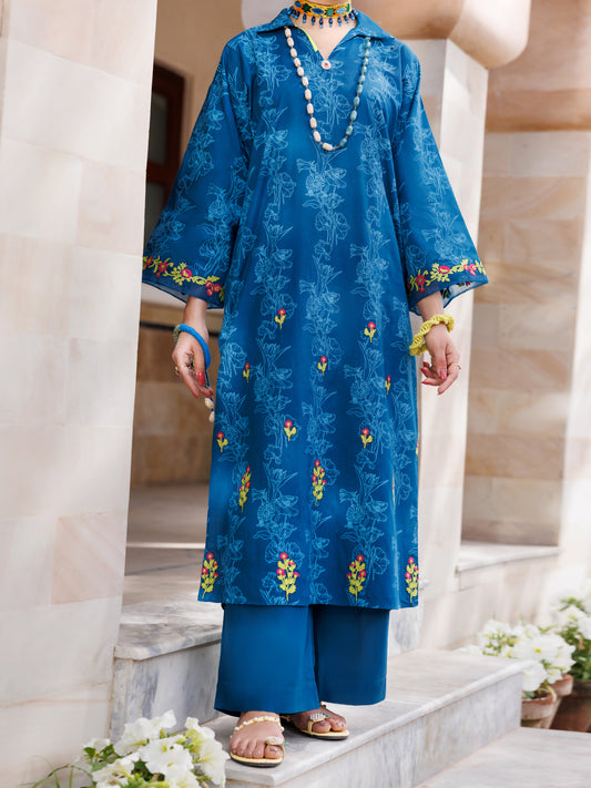Teal Lawn Tunic - AL-LK-968 - Almirah Online