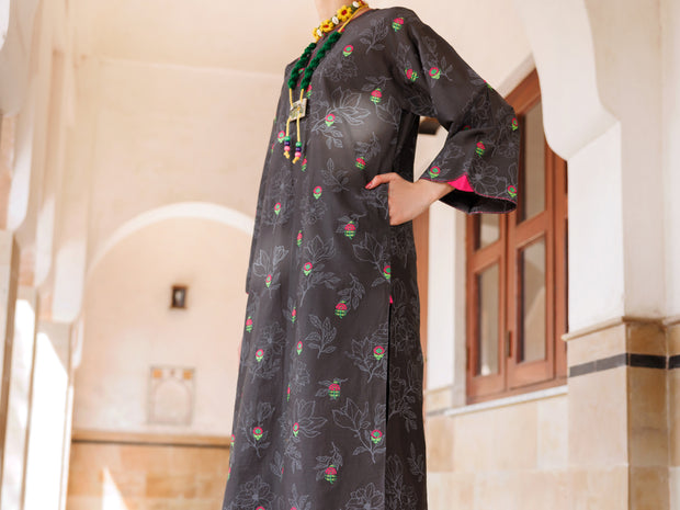 Charcoal Cambric Tunic - AL-LK-969 - Almirah Online