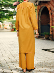 Mustard Yarn Dyed Formal 2 Piece Stitched - AL-2PS-LKS-984