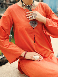 Peach Yarn Dyed 2 Piece Stitched - AL-2PS-LKS-984