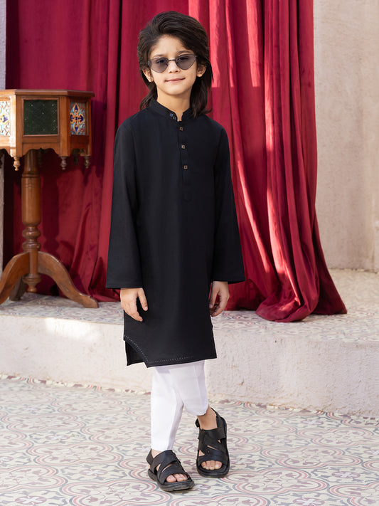 Black Cotton Kurta - ALBY-K-003