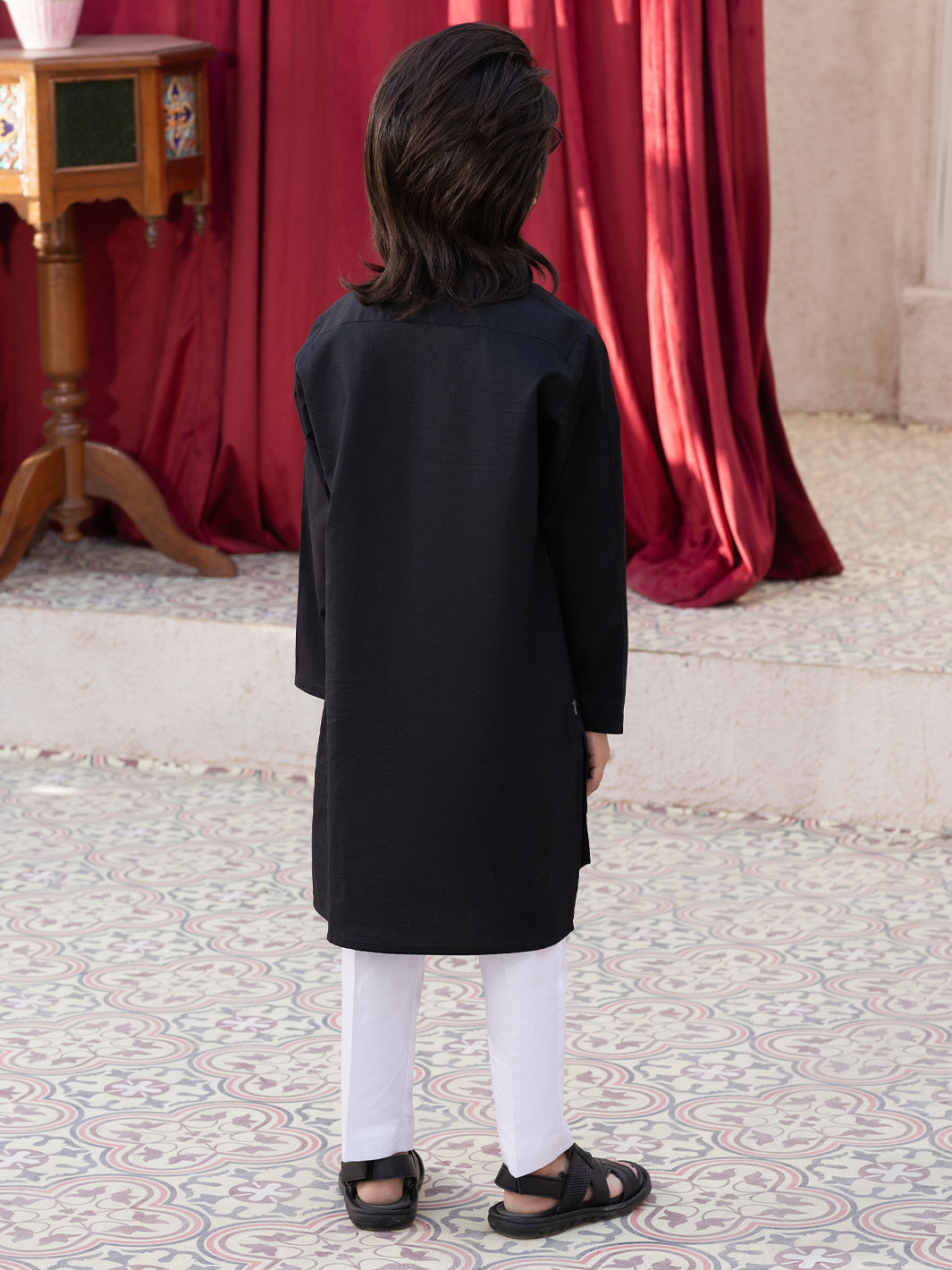 Black Cotton Kurta - ALBY-K-003