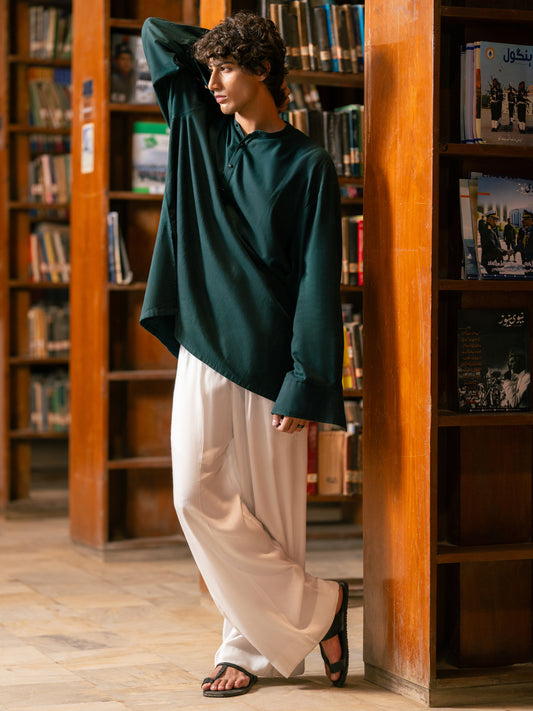 Green Cotton Cut & Sew Kurta - ALCR-K-059
