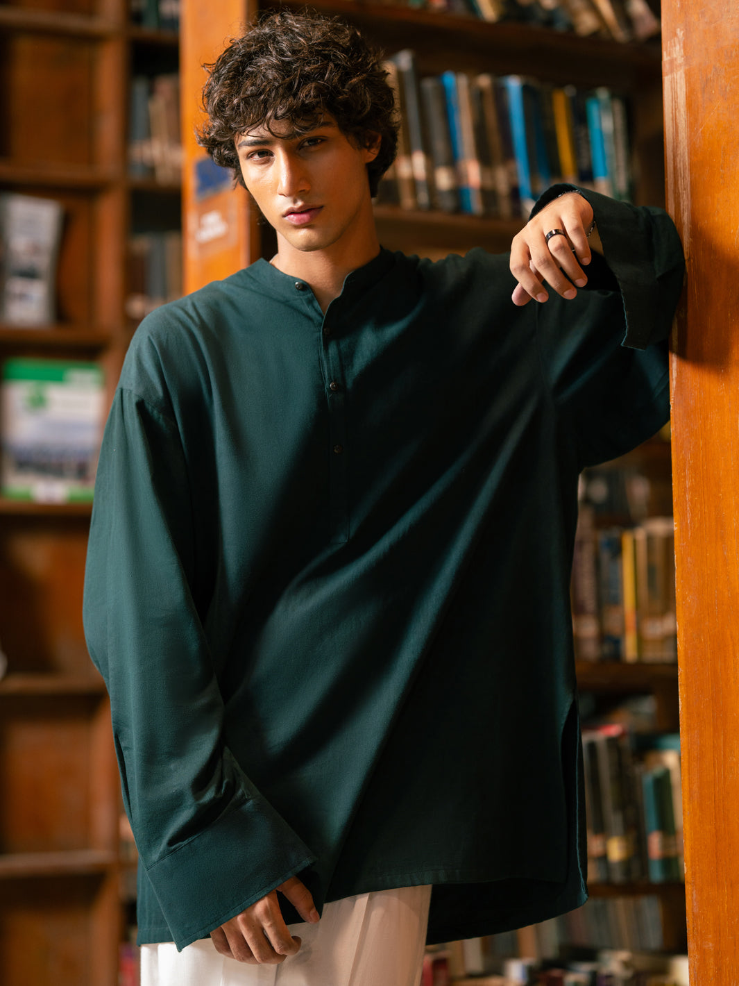 Green Cotton Cut & Sew Kurta - ALCR-K-059