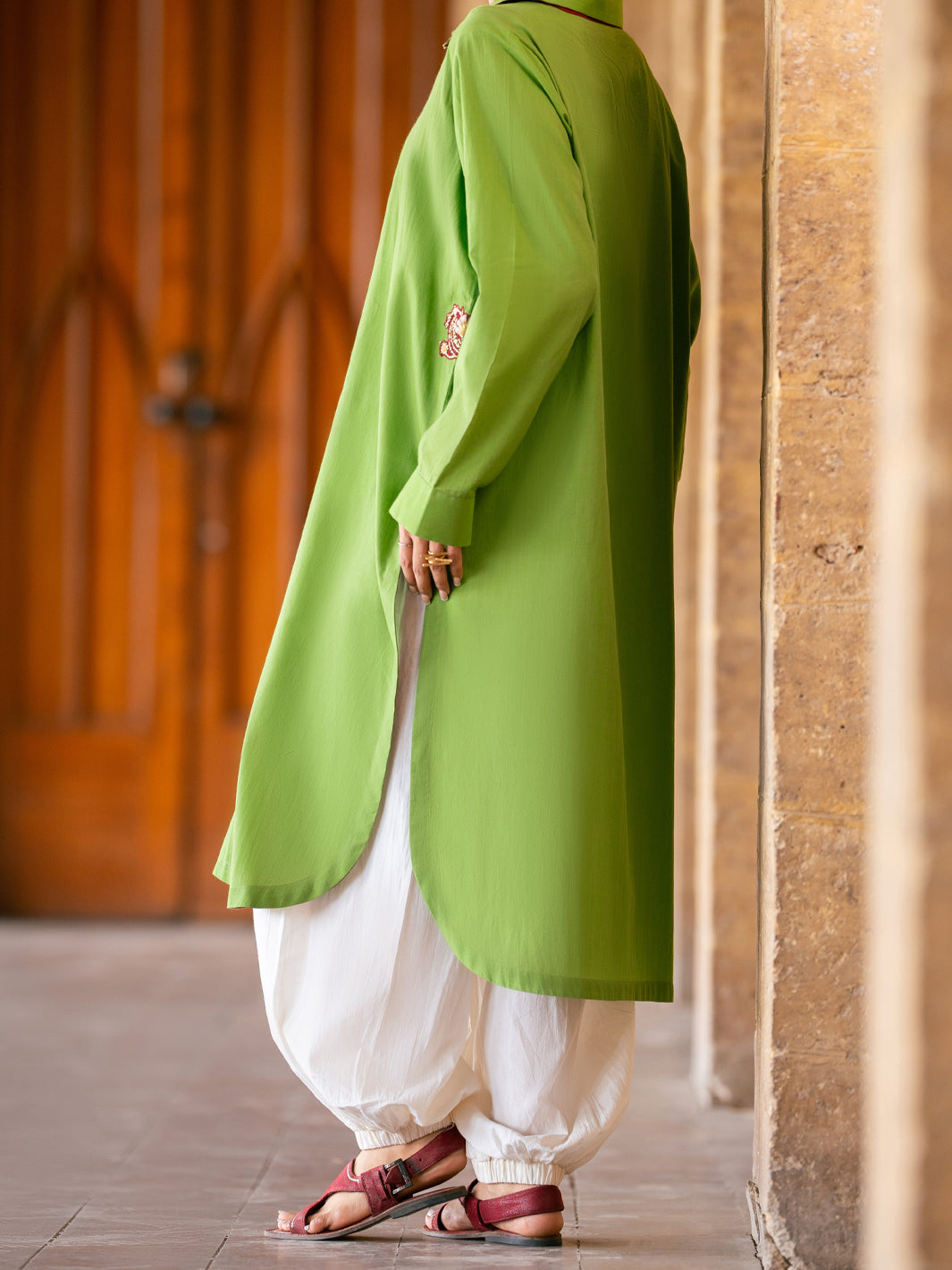 Parrot Green Yarn Dyed Cotton Kurti - ALCR-LK-1144