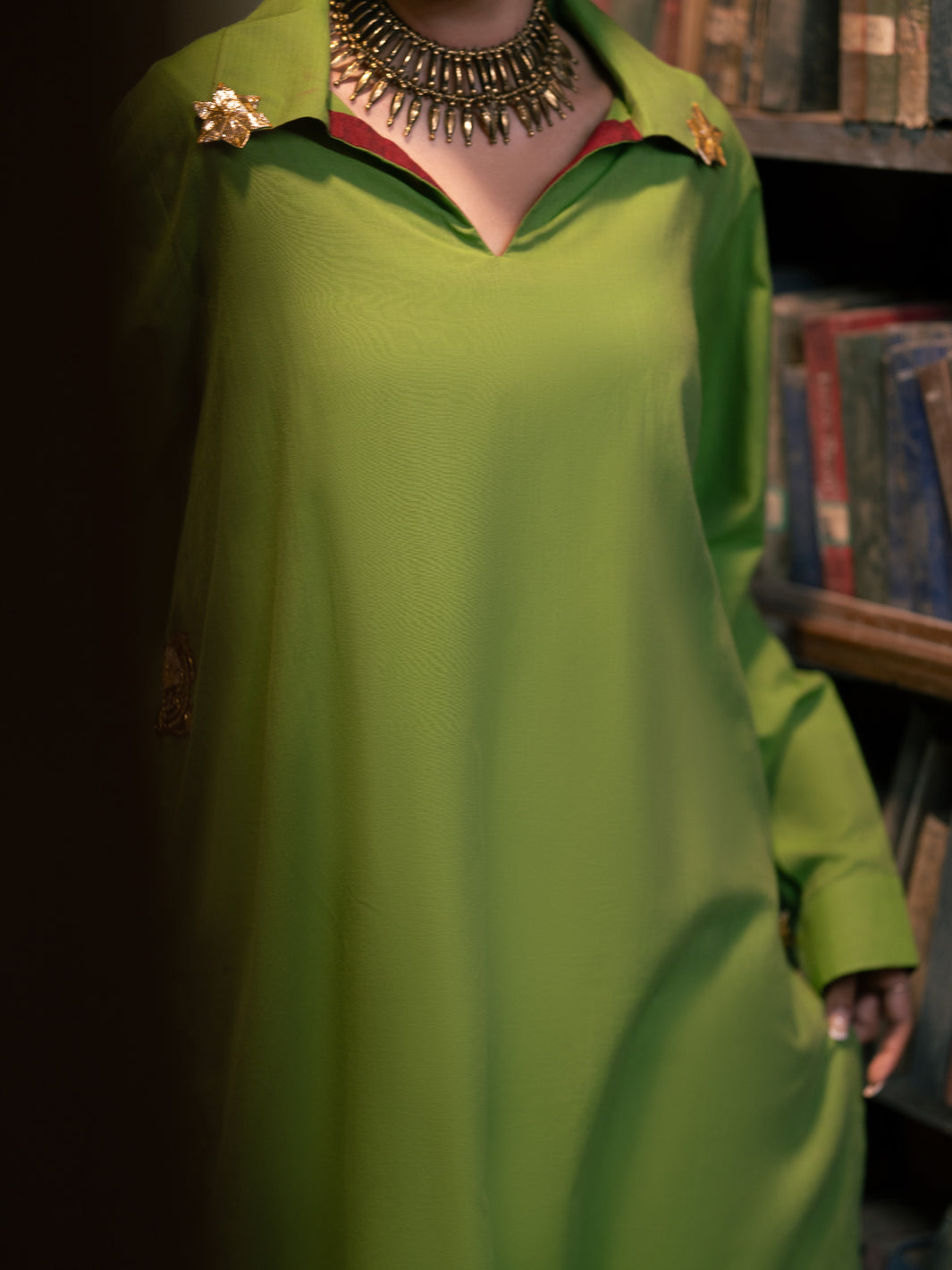 Parrot Green Yarn Dyed Cotton Kurti - ALCR-LK-1144