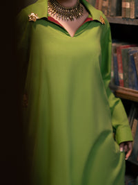 Parrot Green Yarn Dyed Cotton Kurti - ALCR-LK-1144