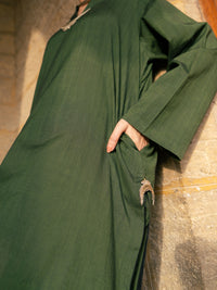 Dark Green Cotton Kurti - ALCR-LK-1145B