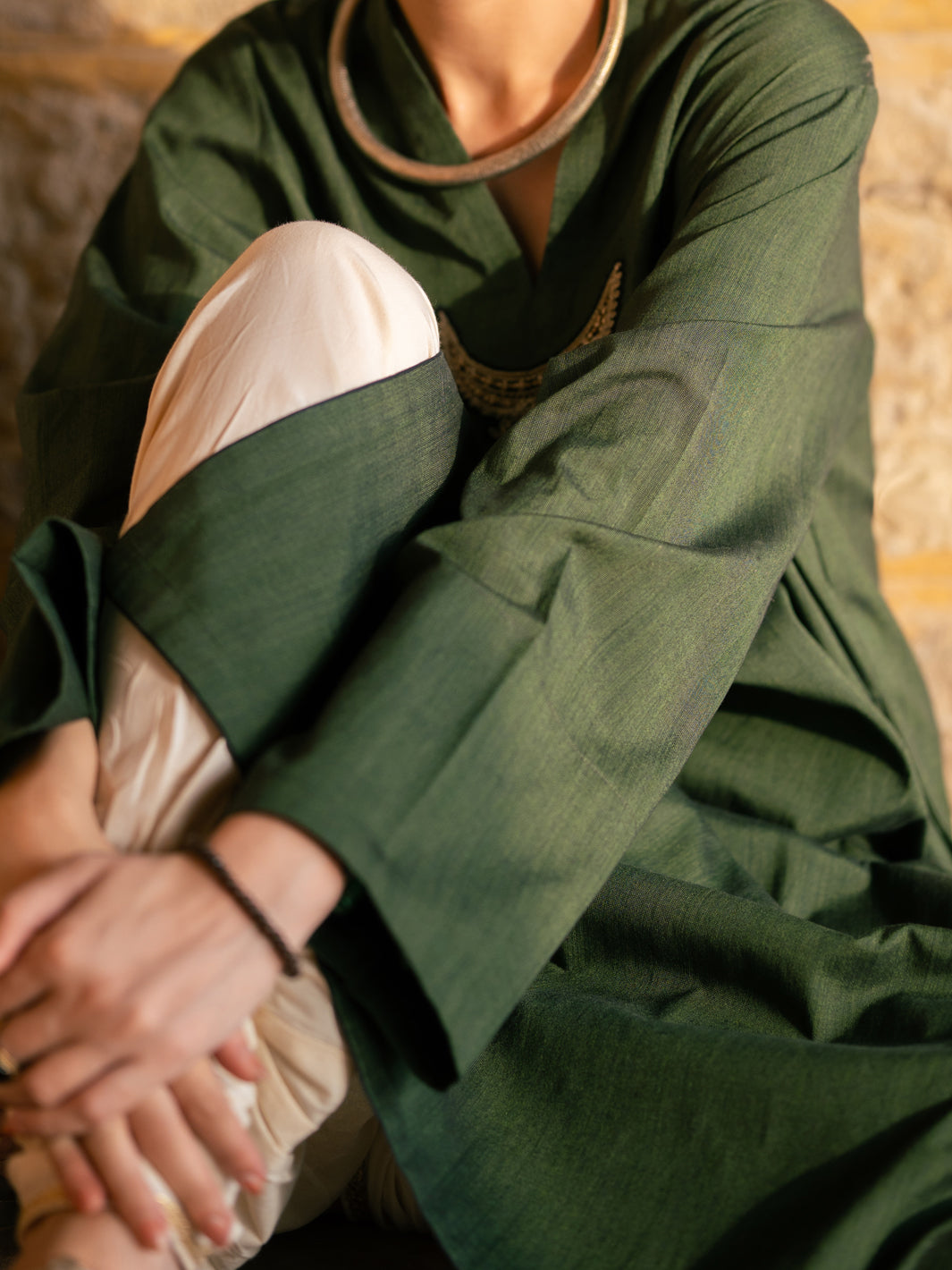Dark Green Cotton Kurti - ALCR-LK-1145B