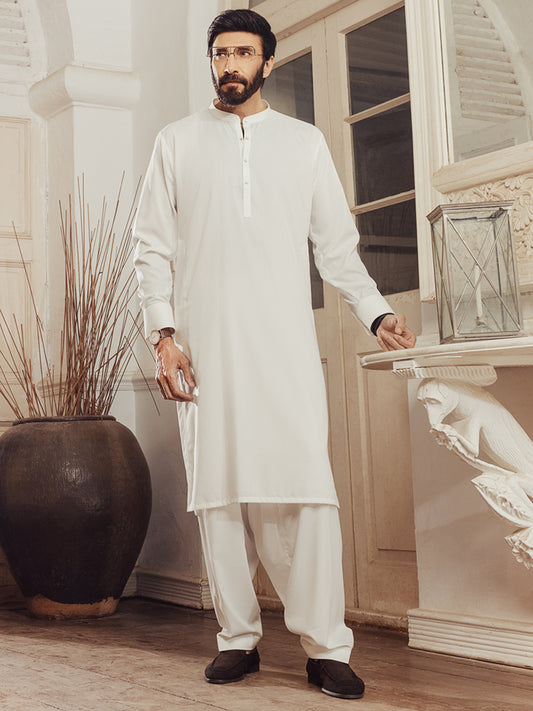 White Plain Kameez Shalwar - ALET-KS-3011-R1