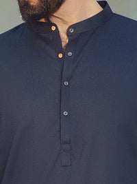 Midnight Blue Plain Kameez Shalwar - ALET-KS-3013-R2