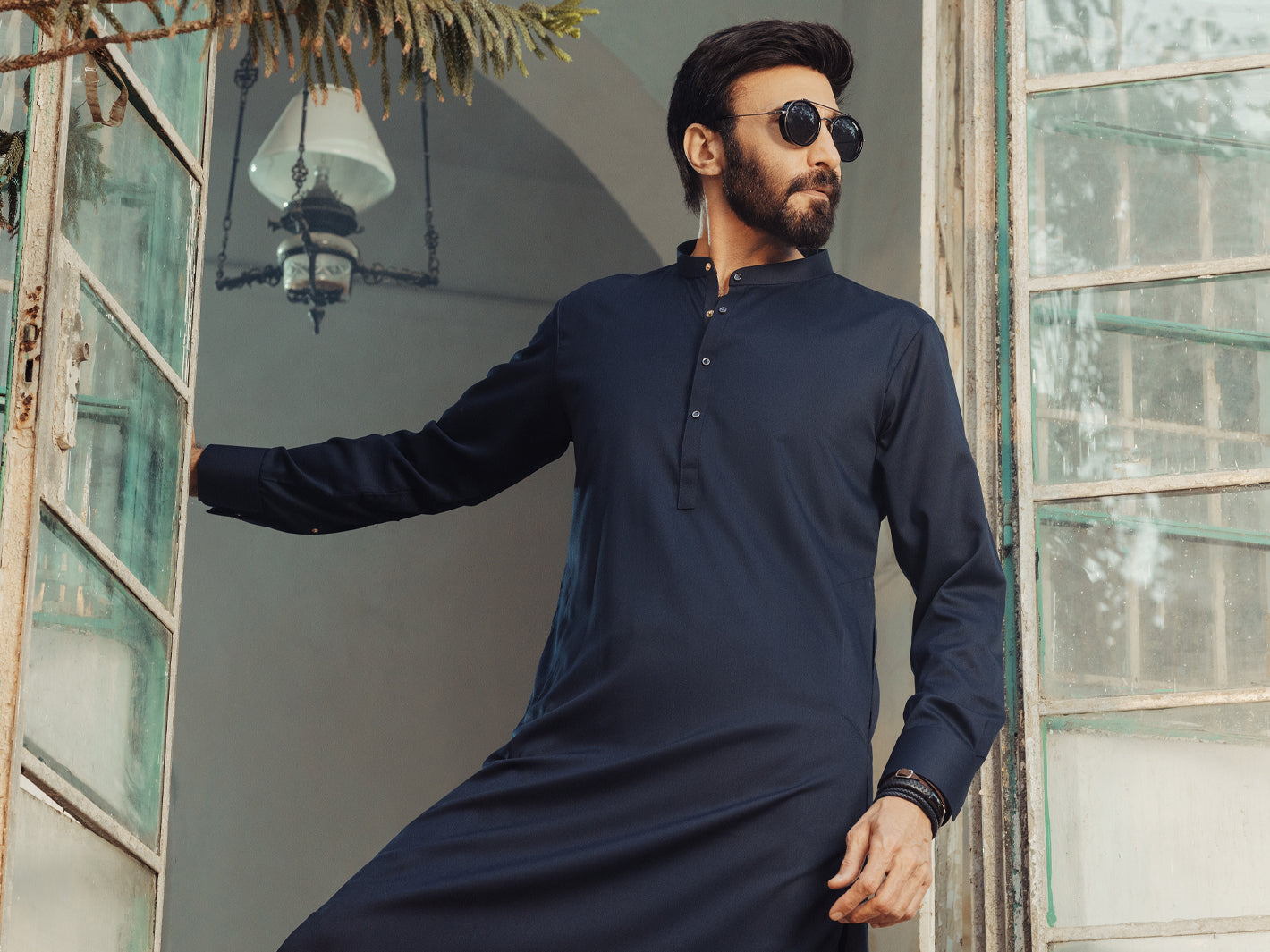 Midnight Blue Plain Kameez Shalwar - ALET-KS-3013-R2