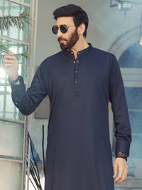 Midnight Blue Plain Kameez Shalwar - ALET-KS-3013