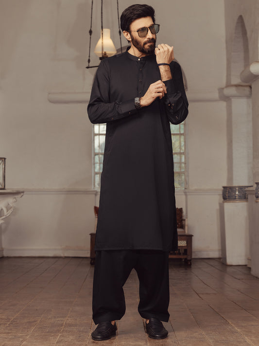 Black Plain Kameez Shalwar - ALET-KS-3014