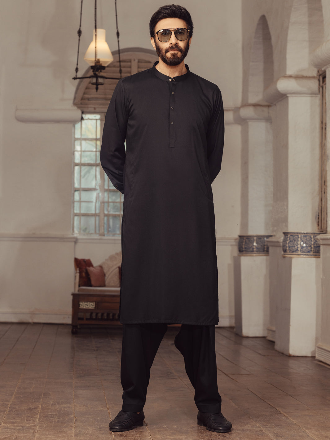 Black Plain Kameez Shalwar - ALET-KS-3014