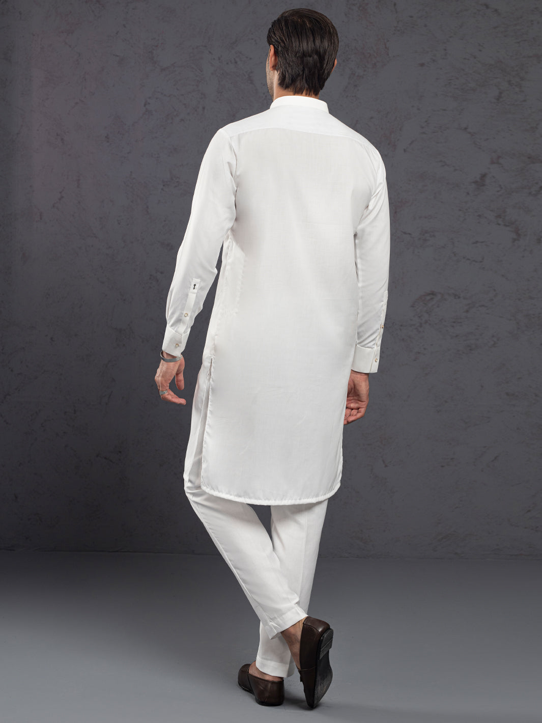 White Plain Kurta Trousers - ALET-KT-3001-R2