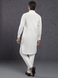 White Plain Kurta Trousers - ALET-KT-3001-R2