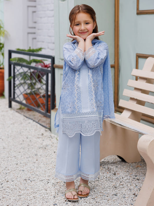 Sky Blue  Lawn Formal 3Pc Stitched - ALGR-3PS-LS-038