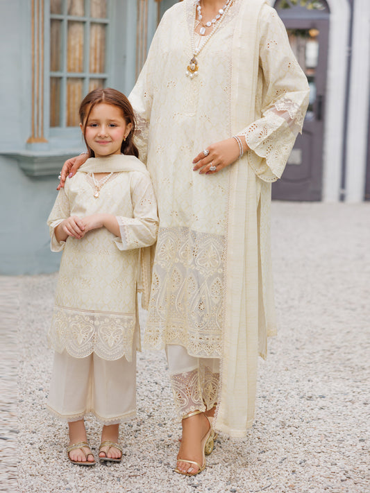 Off White Lawn Formal 3Pc Stitched - ALGR-3PS-LS-039