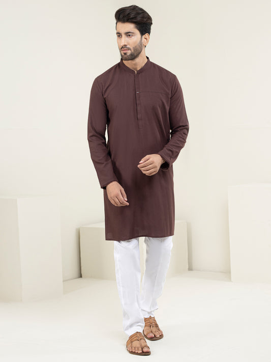 Maroon Blended Kurta - AL-K-1090