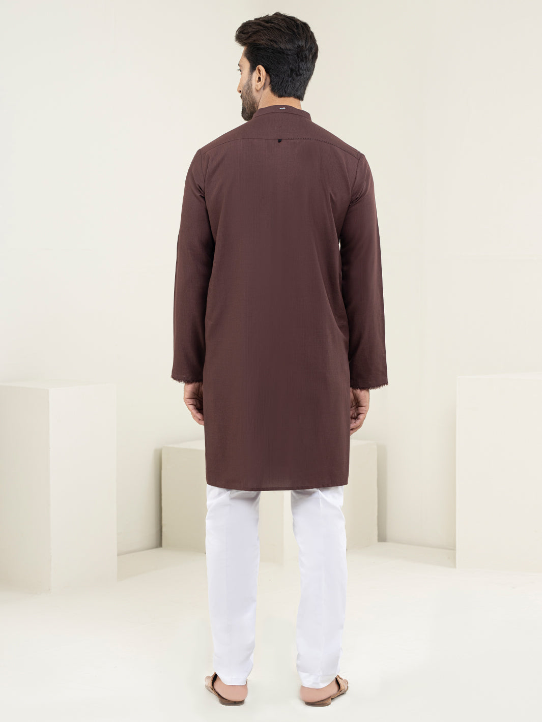 Maroon Blended Kurta - AL-K-1090