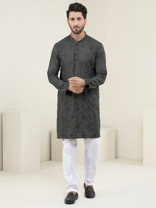 Green Blended Kurta - AL-K-1120C