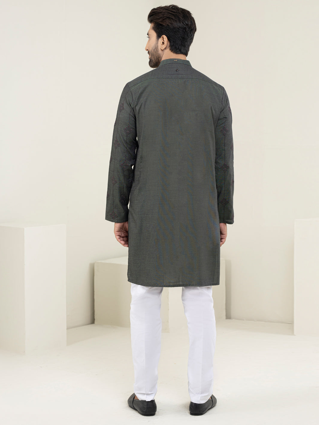 Green Blended Kurta - AL-K-1120C