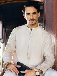 Cream Cotton Kurta - AL-K-1139A